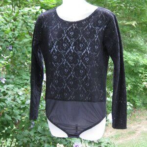 Vintage Dina Ariel Chantilly Lace Black Bodysuit M USA